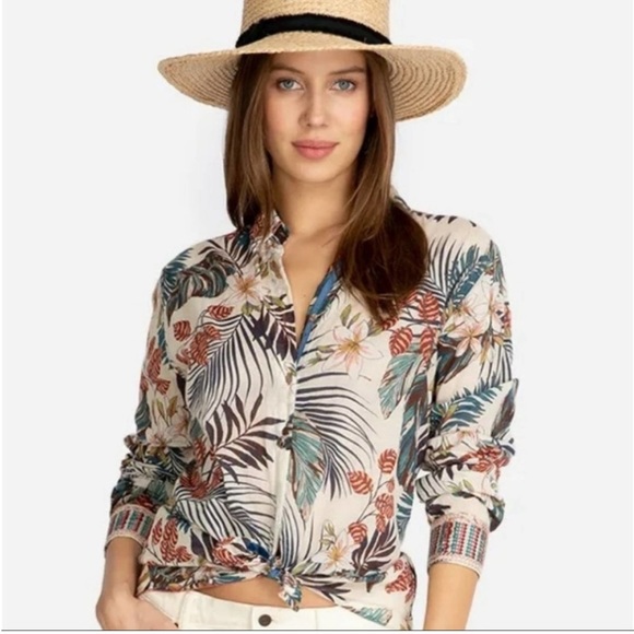 Johnny Was Tops - Johnny Was Tropical Floral Long Sleeve Button Down Shirt (M)